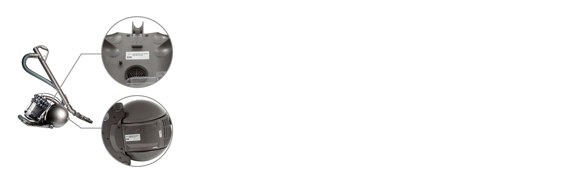 يتم عرض مكنسة اسطوانية مع عرض مثال للرمز التسلسلي.