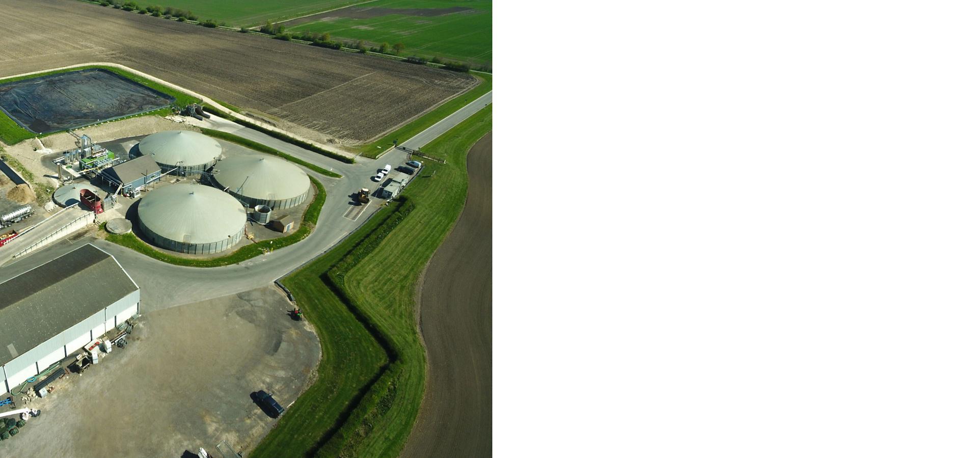Aerial view of Dyson Farming's anaerobic digester