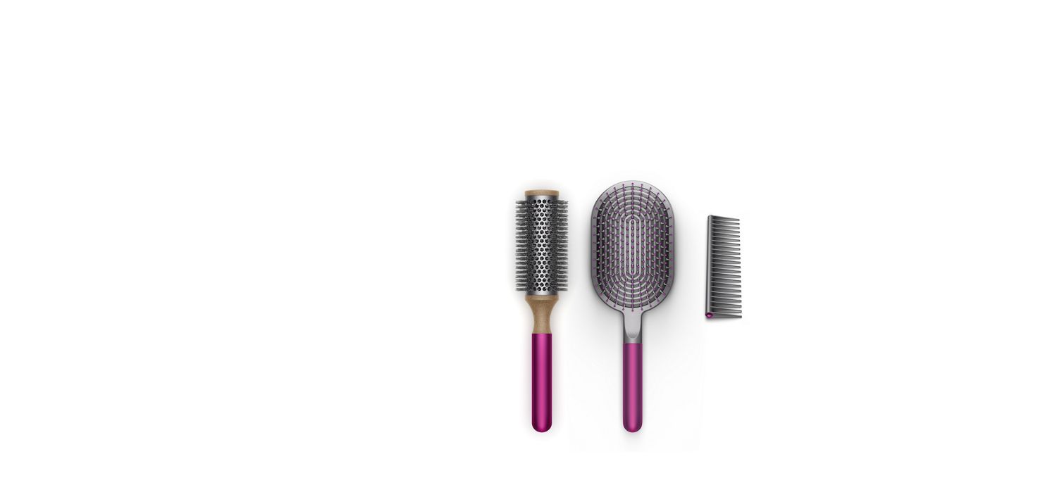 Round volumizing brush NickelFuchsia  Dyson Airwrap hair styler  attachments