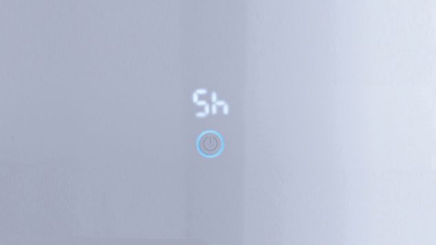 L'immagine mostra il display del timer modalità notturna del termoventilatore Dyson Hot + Cool.