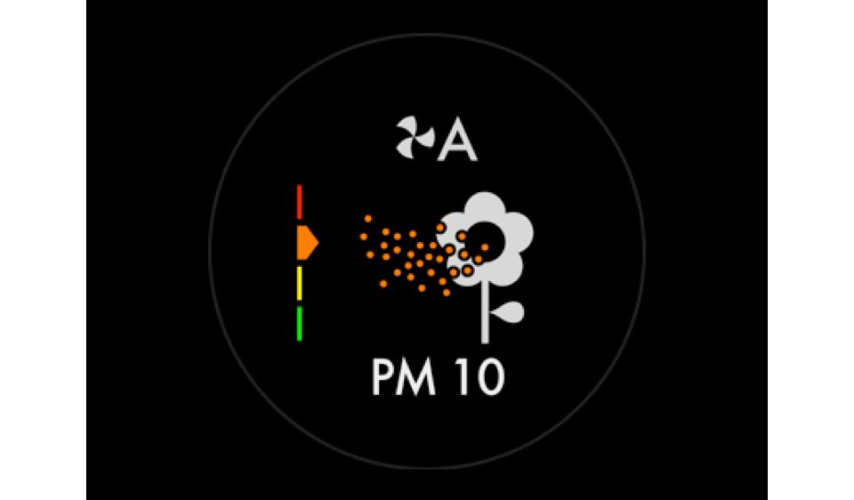 PM10 icon on the LCD screen showing poor air quality