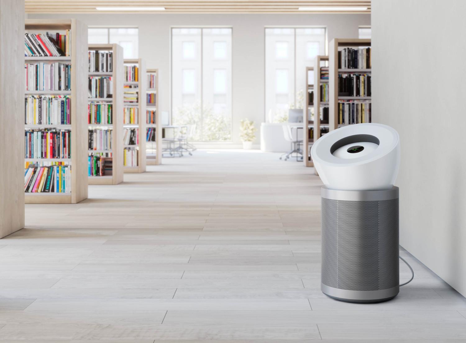 Dyson HEPA Big Quiet Formaldehyde on the floor in a library