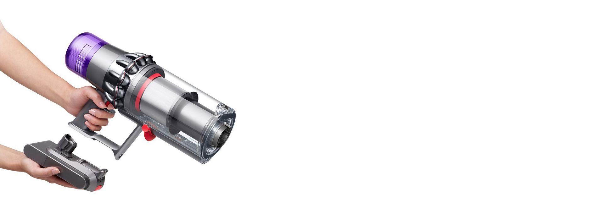 Dyson V11 vacuum's battery removed from machine