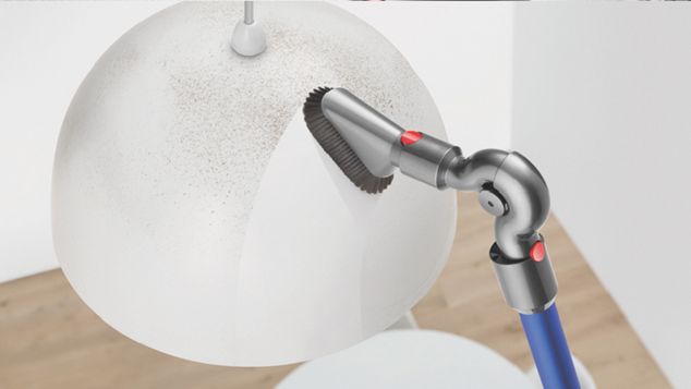 Up-top adaptor being used to clean a lampshade