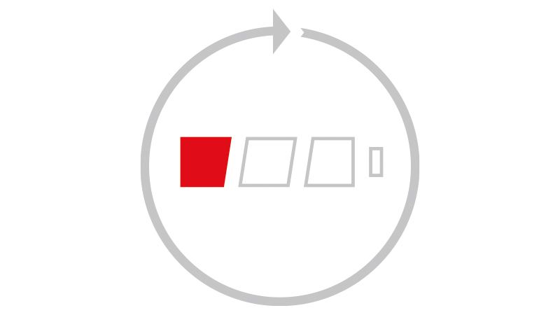 Diagram viser lavt batteri-symbol