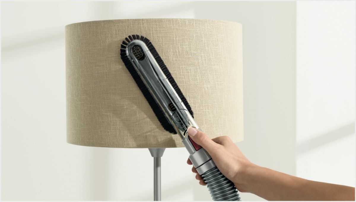 Soft dusting brush cleaning upholstery