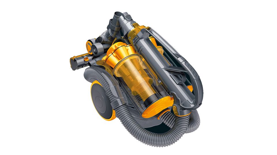 Bildet viser en poseløs støvsuger fra Dyson.