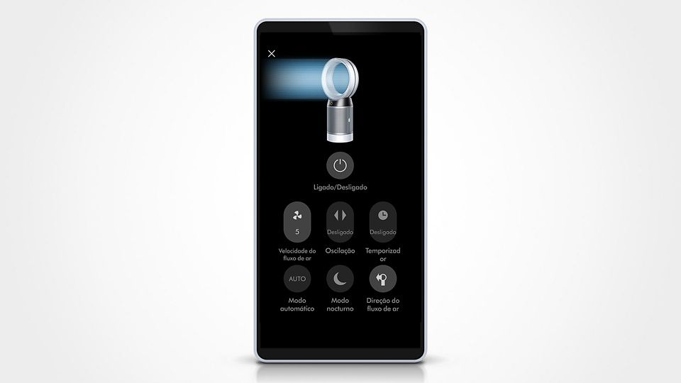 A imagem mostra a app Dyson Link para iOS e Android.