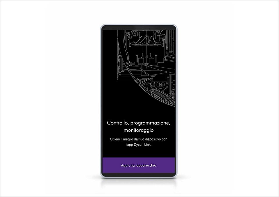 App Dyson Link sullo schermo di uno smartphone