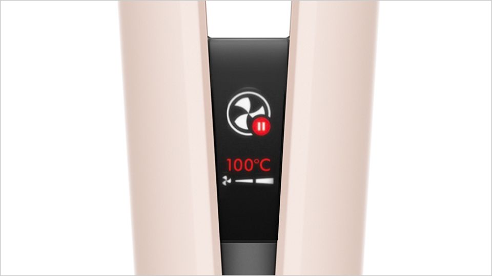 Dyson Airstraitの温度調節ボタンのアップ。