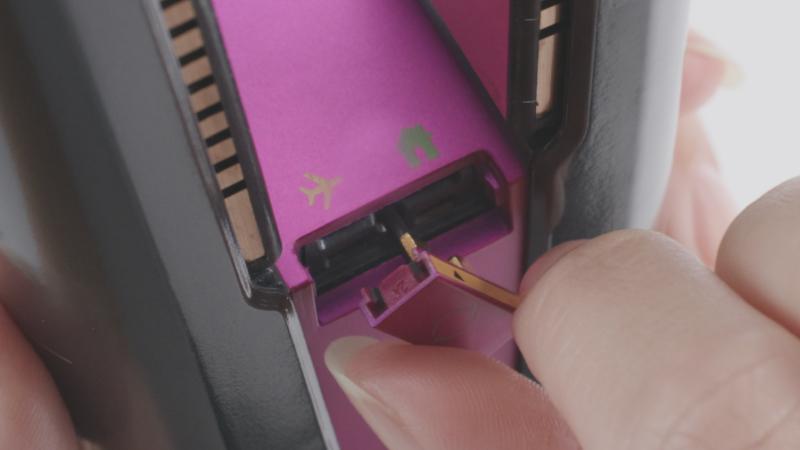 Flight-ready tag being inserted