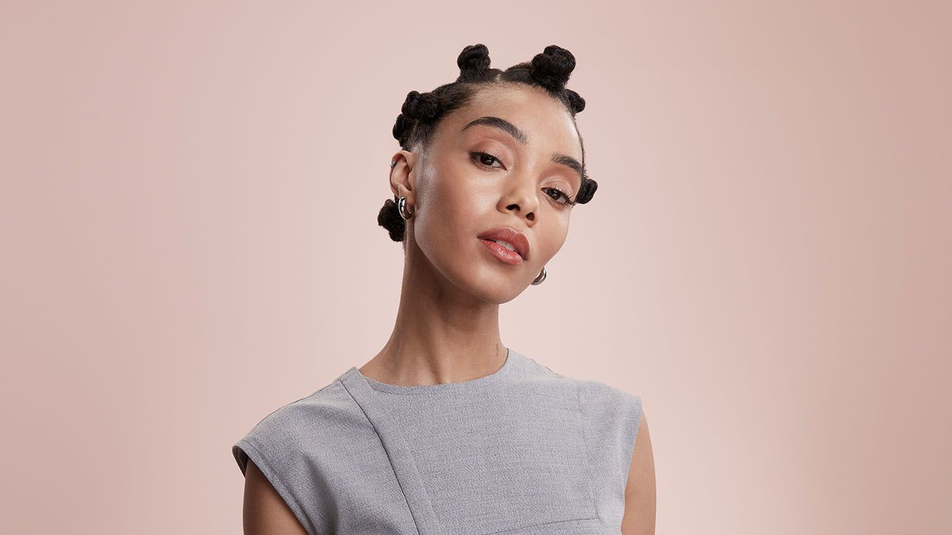 Model with curly hair. Model with curly hair.