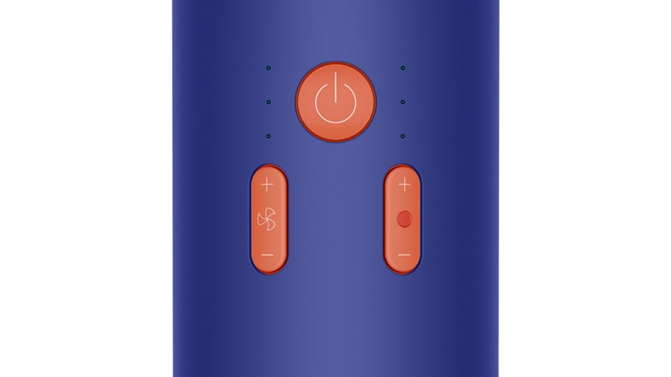 Os botões para controlar a temperatura e o fluxo de ar no secador de cabelo Dyson Supersonic r.