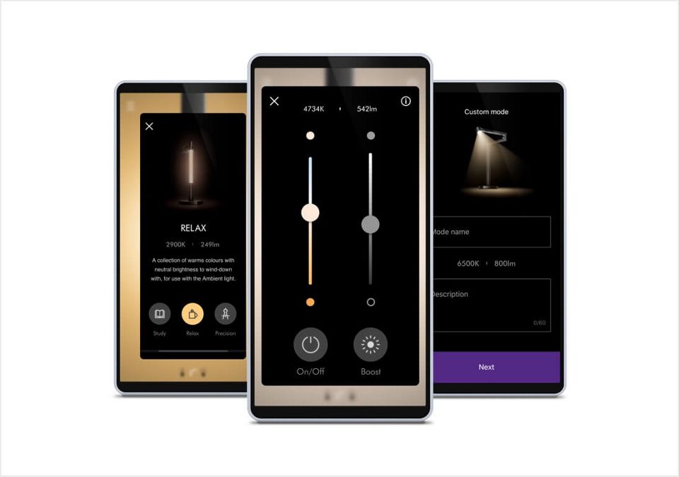 Funzionalità dell'app disponibili per la lampada Dyson Lightcycle Morph™ 