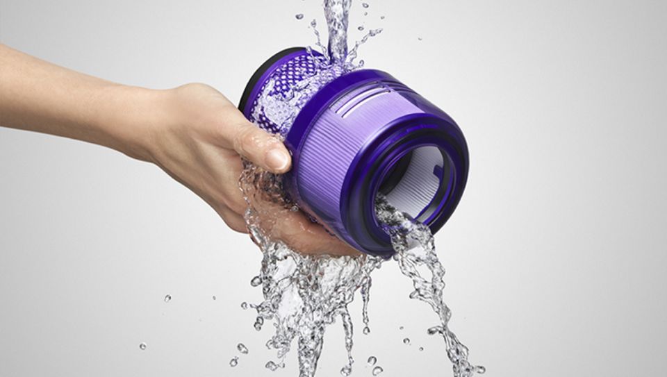 Washing the filter with water