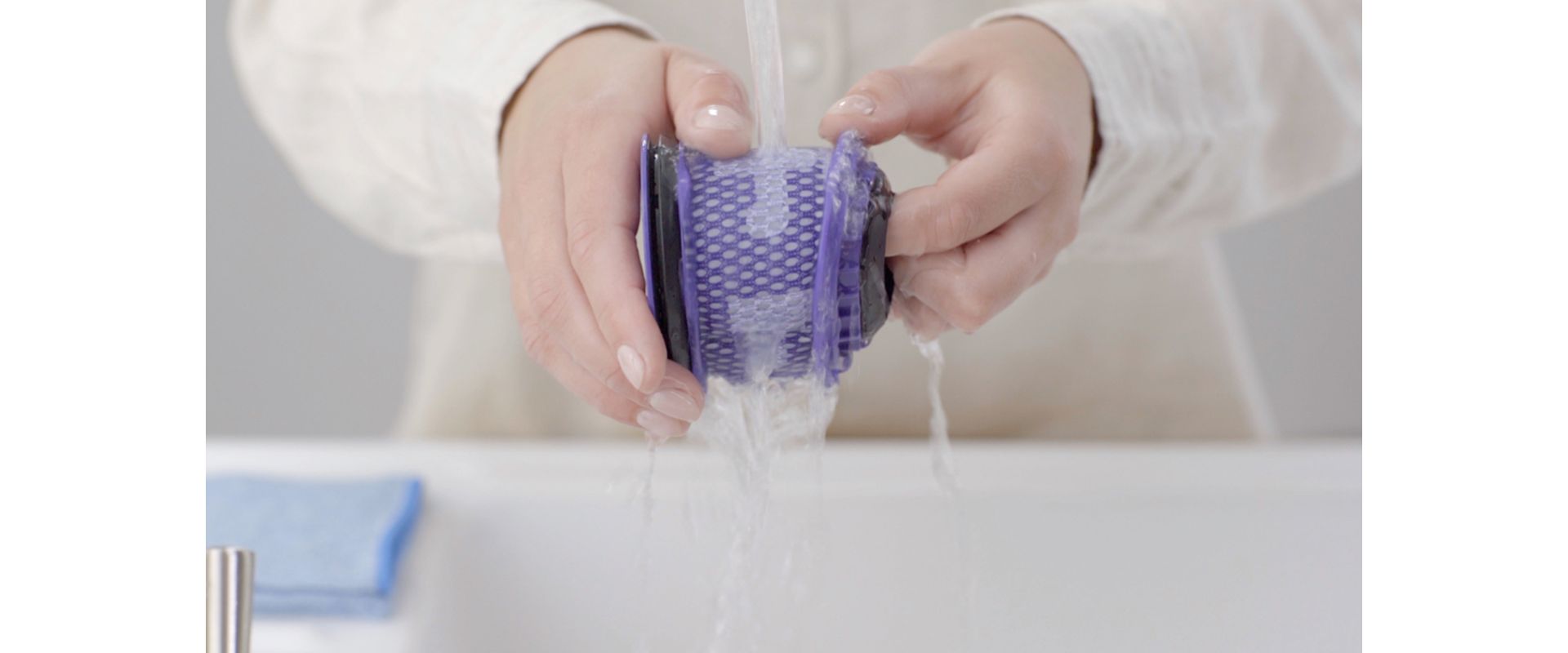 Filter being washed