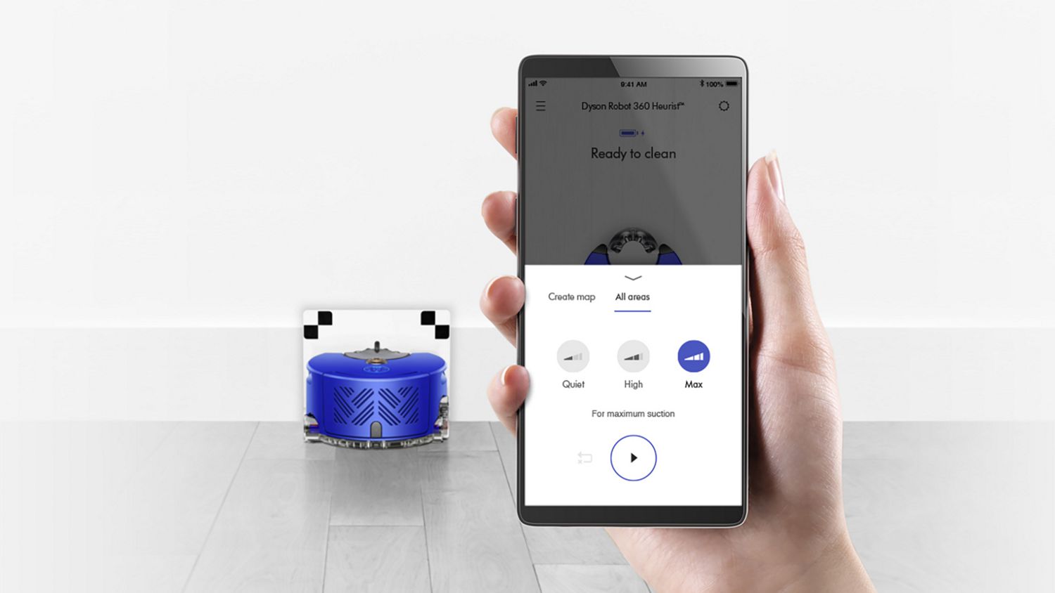 Controlling the Dyson 360 Heurist™ robot vacuum with your device