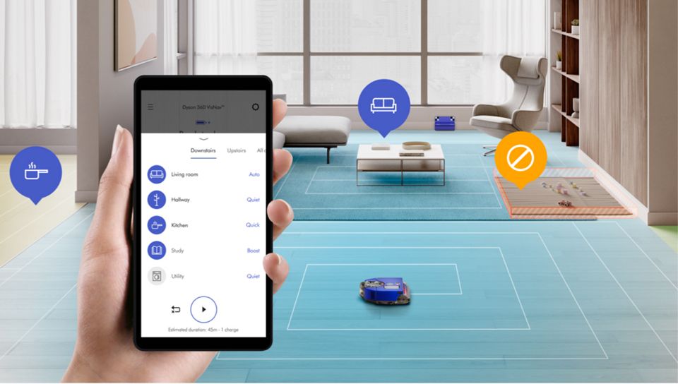MyDyson app screen showing cleaning selection
