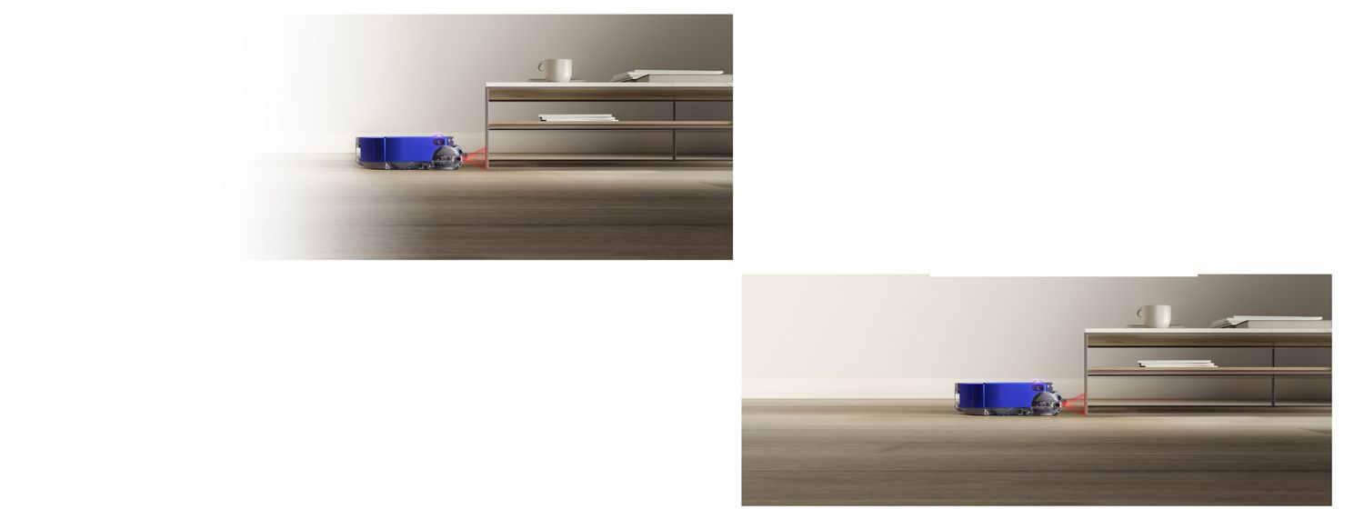 Dyson 360 Vis Nav robot vacuum encountering a table