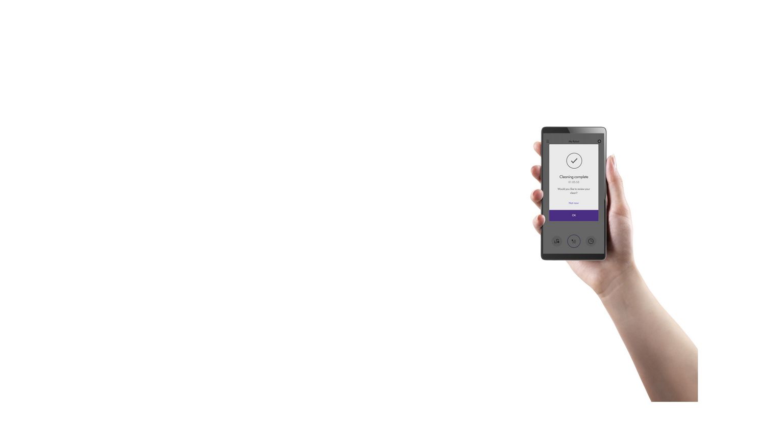 Dyson Link app screen showing cleaning complete