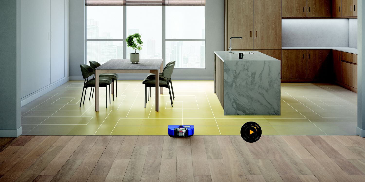 The robot vacuum cleaning hard floor