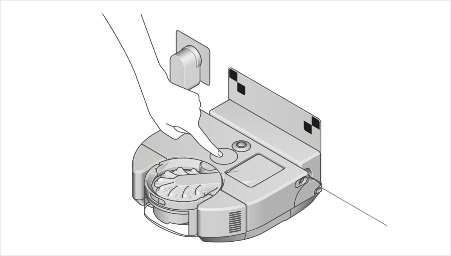 يتم الضغط على الزر في Dyson 360 Vis Nav
