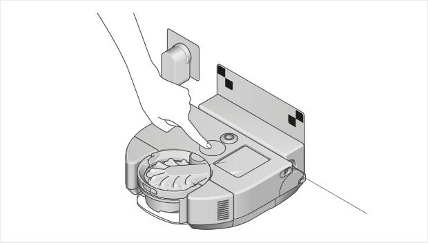 Ilustracja przedstawiająca robota w stacji ładującej
