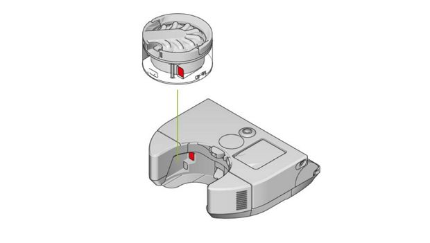 Dyson 360 Vis Nav USB port highlighted with bin removed