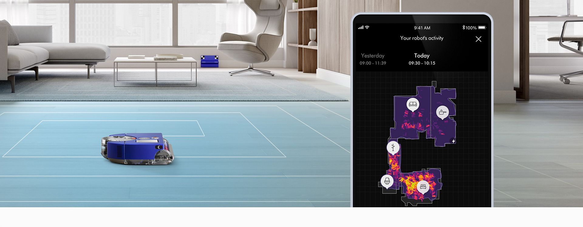 Robot with app on mobile screen