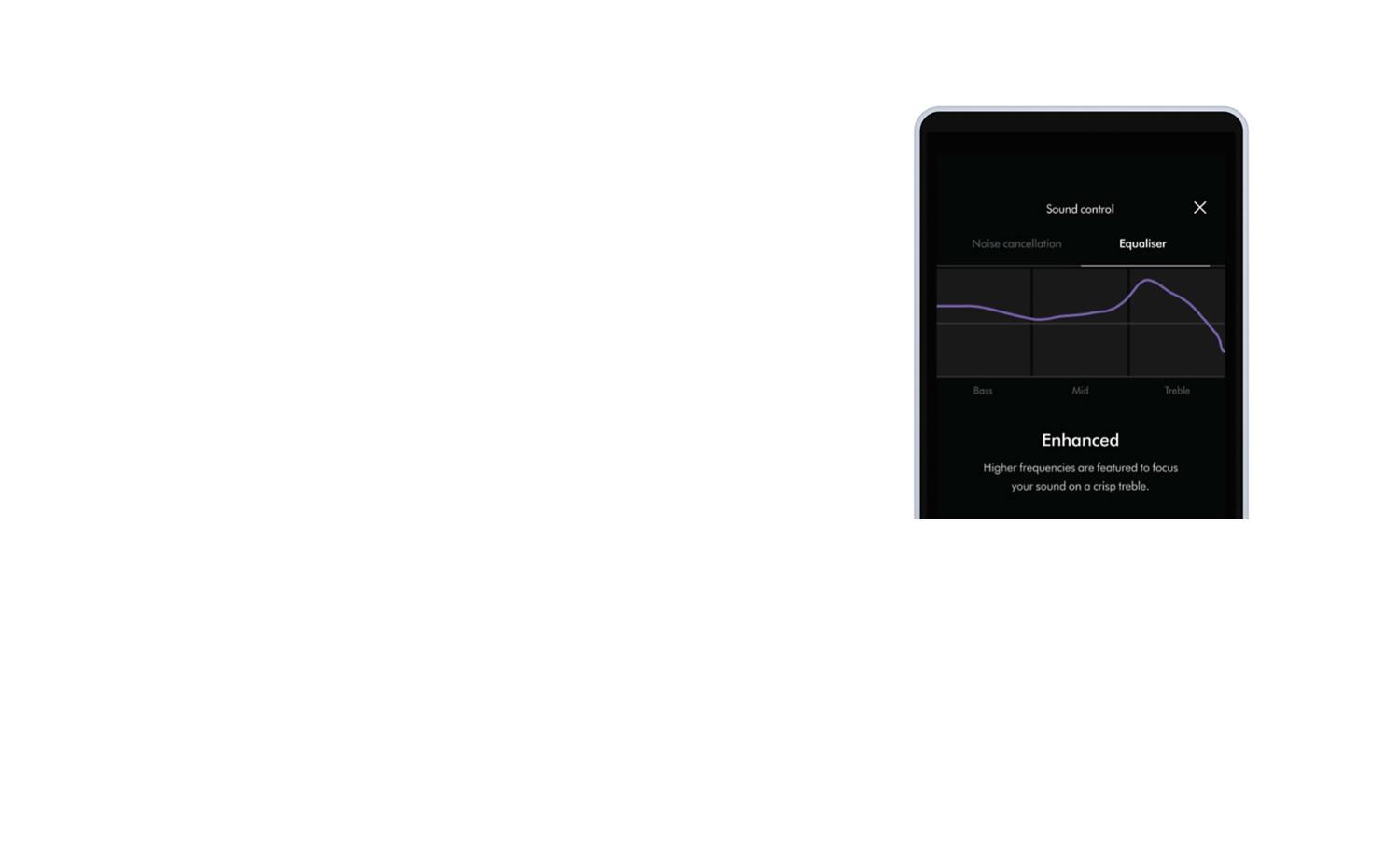 Woman wearing the Dyson Zone headphones and using the MyDyson app.
