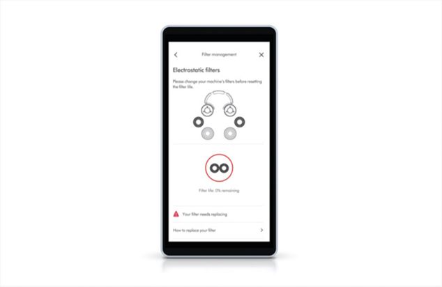 Smartphone screen shows the notification for changing your filters.