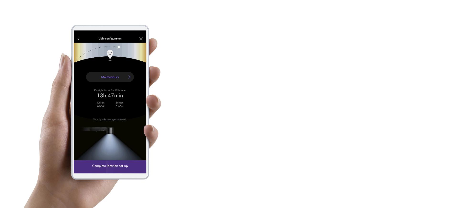 Modo luz solar local en la app Dyson Link