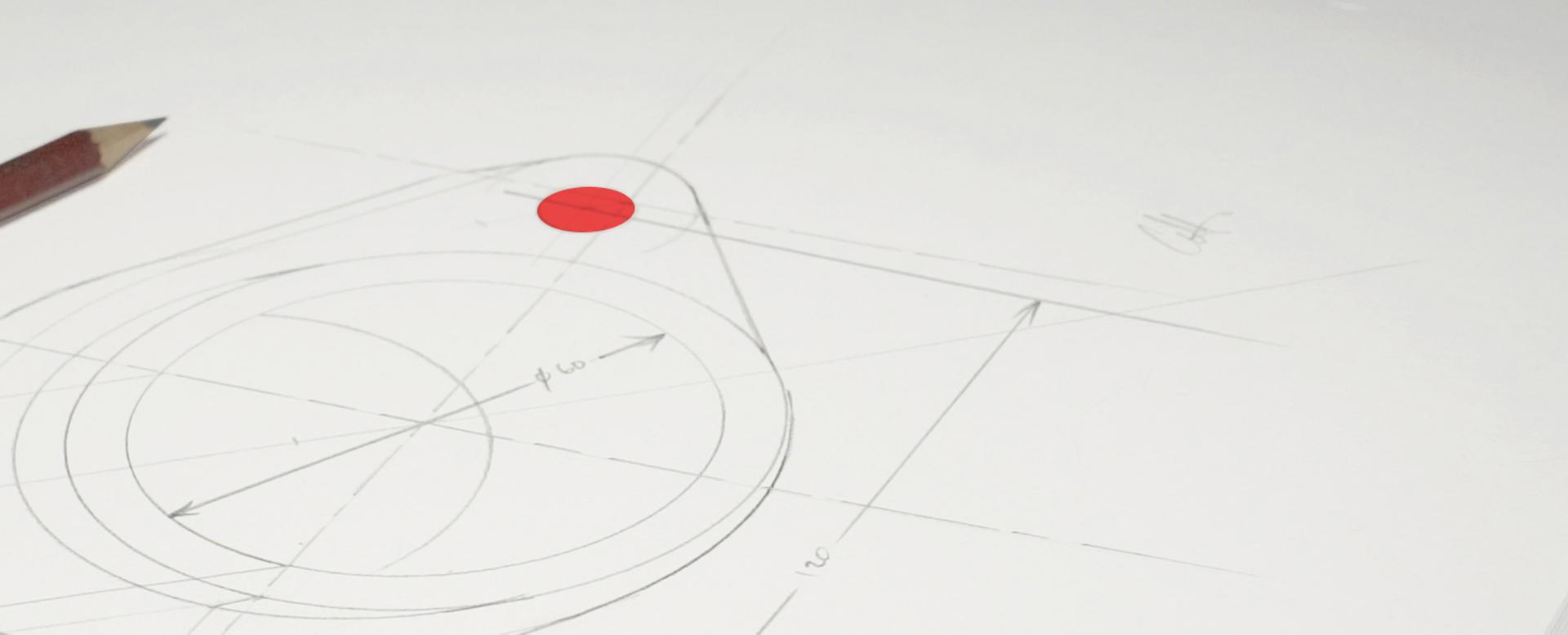 Dibujo técnico bajo una luz de alta intensidad