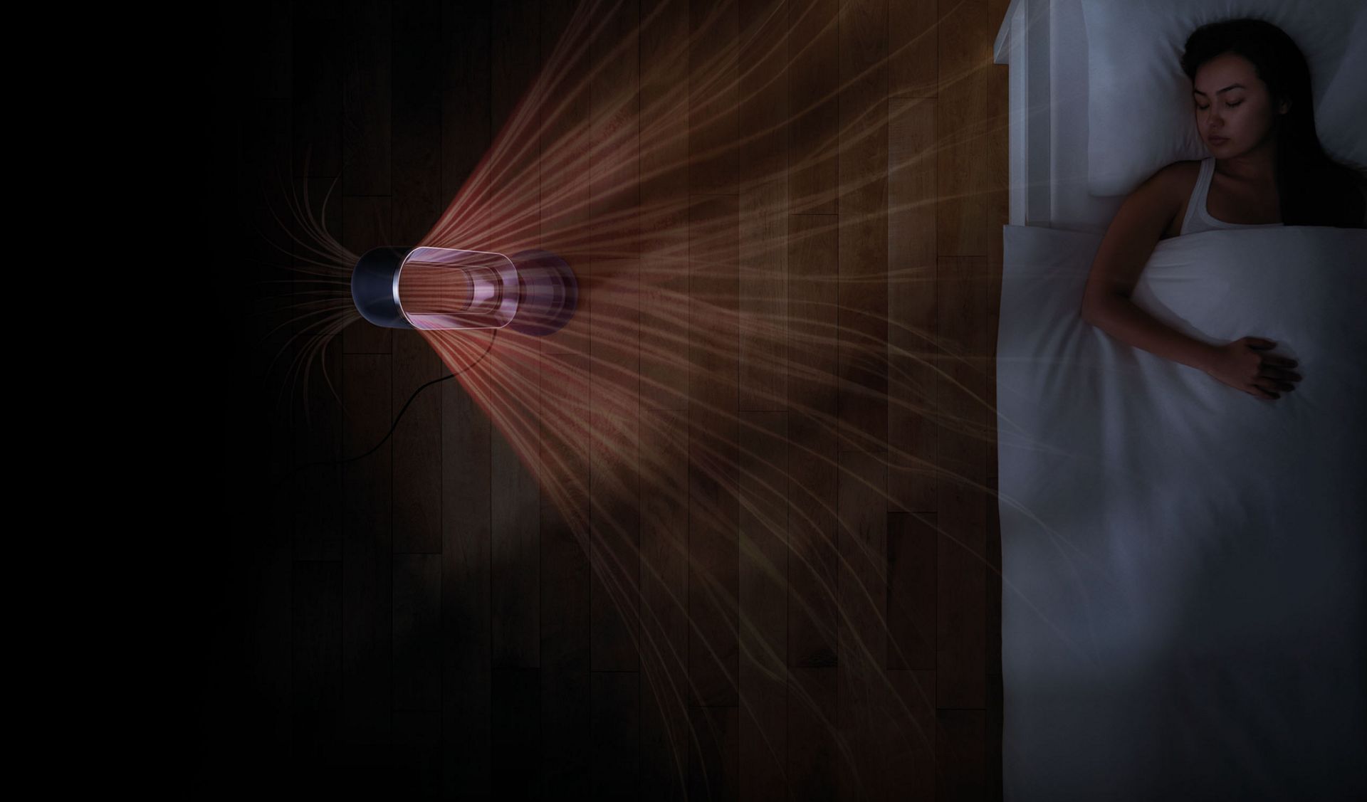Dyson fan heater in bedroom