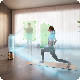 Dyson Find+Follow Purifier Cool fan evenly splits cooling airflow between two people.