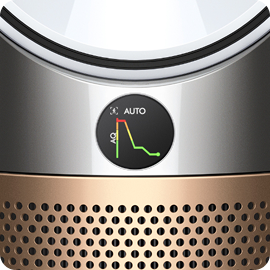 LCD screen of the Dyson Find+Follow Purifier Cool fan.