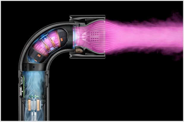 Zdjęcie przekroju technologii w suszarce do włosów Dyson Supersonic r