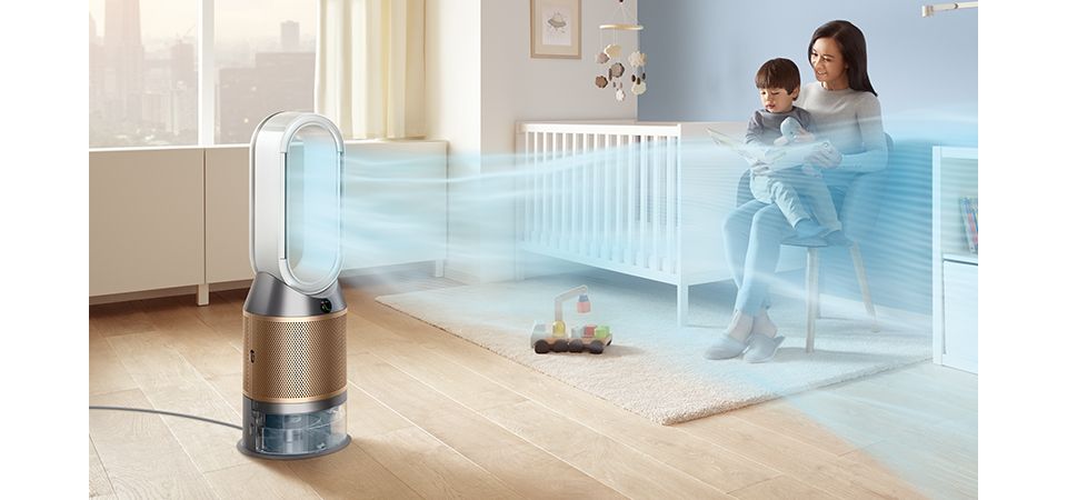 Dyson Luftreiniger verteilt gereinigte und befeuchtete Luft