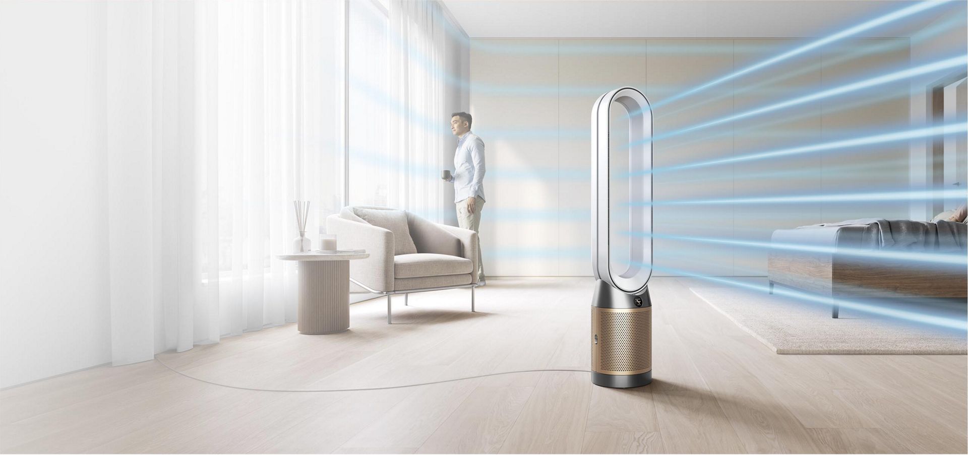 Large living space purified by a Dyson purifier