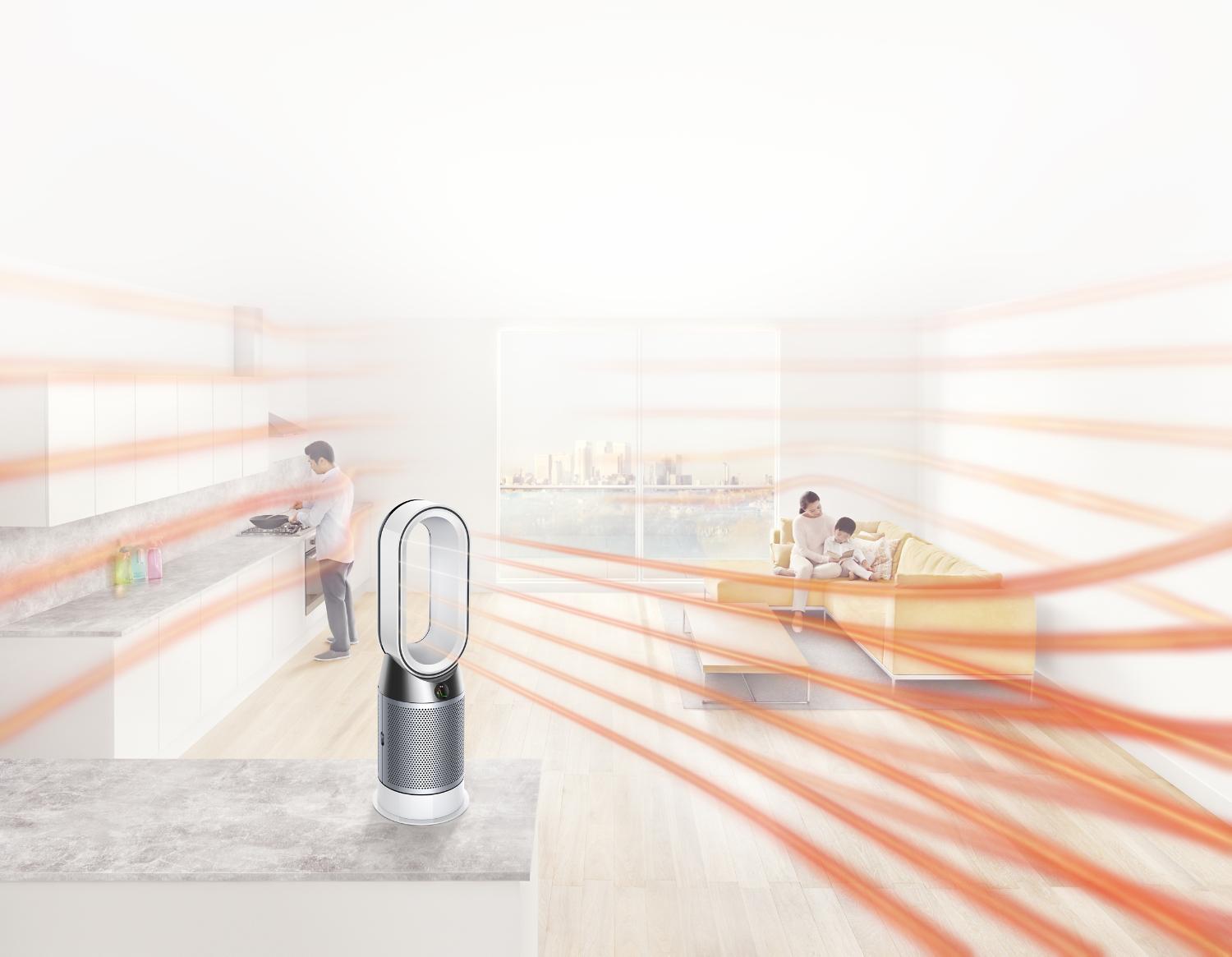 Dyson Pure Hot+Cool purifier being used indoors