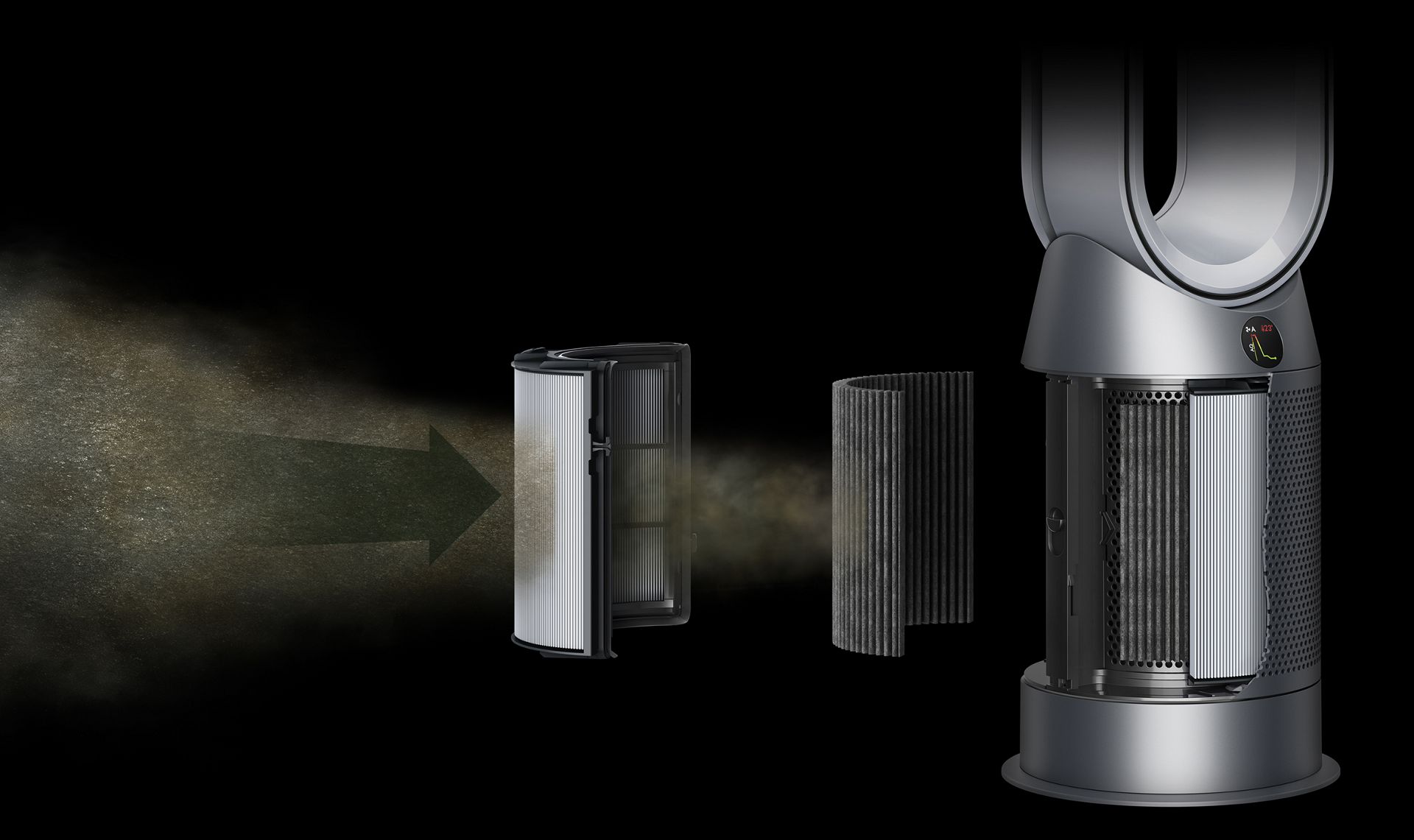 Expanded graphic showing two phases of filtration 