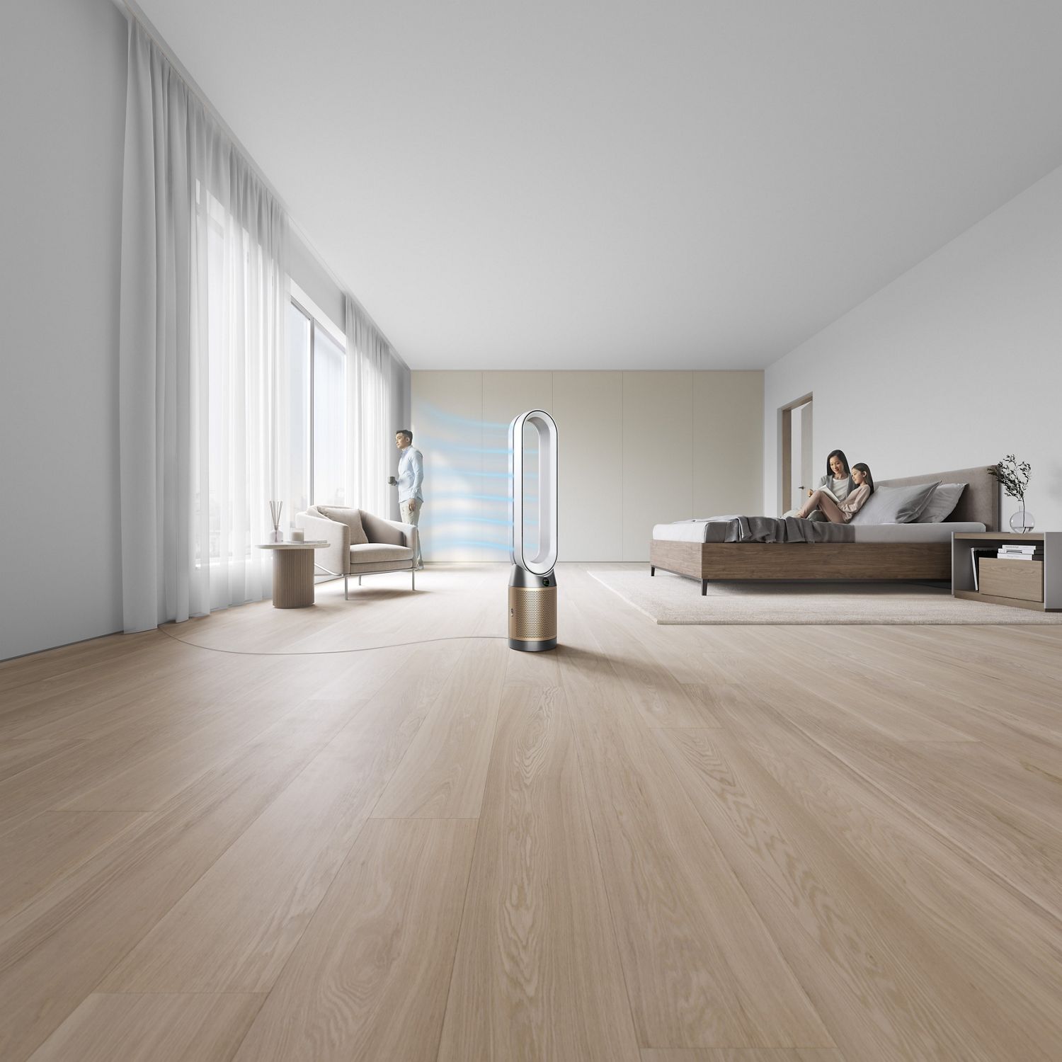 Purified air exiting the back of the purifier