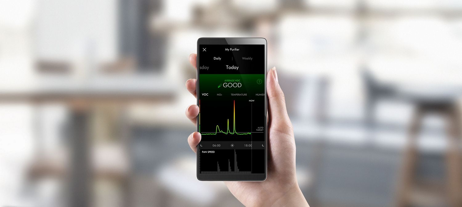  Close up of mobile screen with Dyson Link app