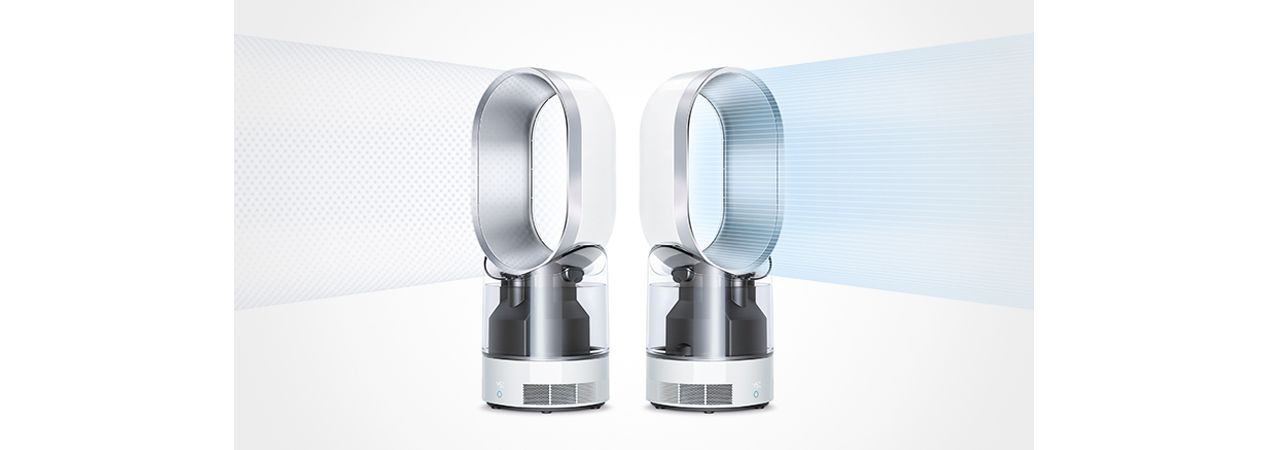 Two Dyson humidifiers omitting cool air