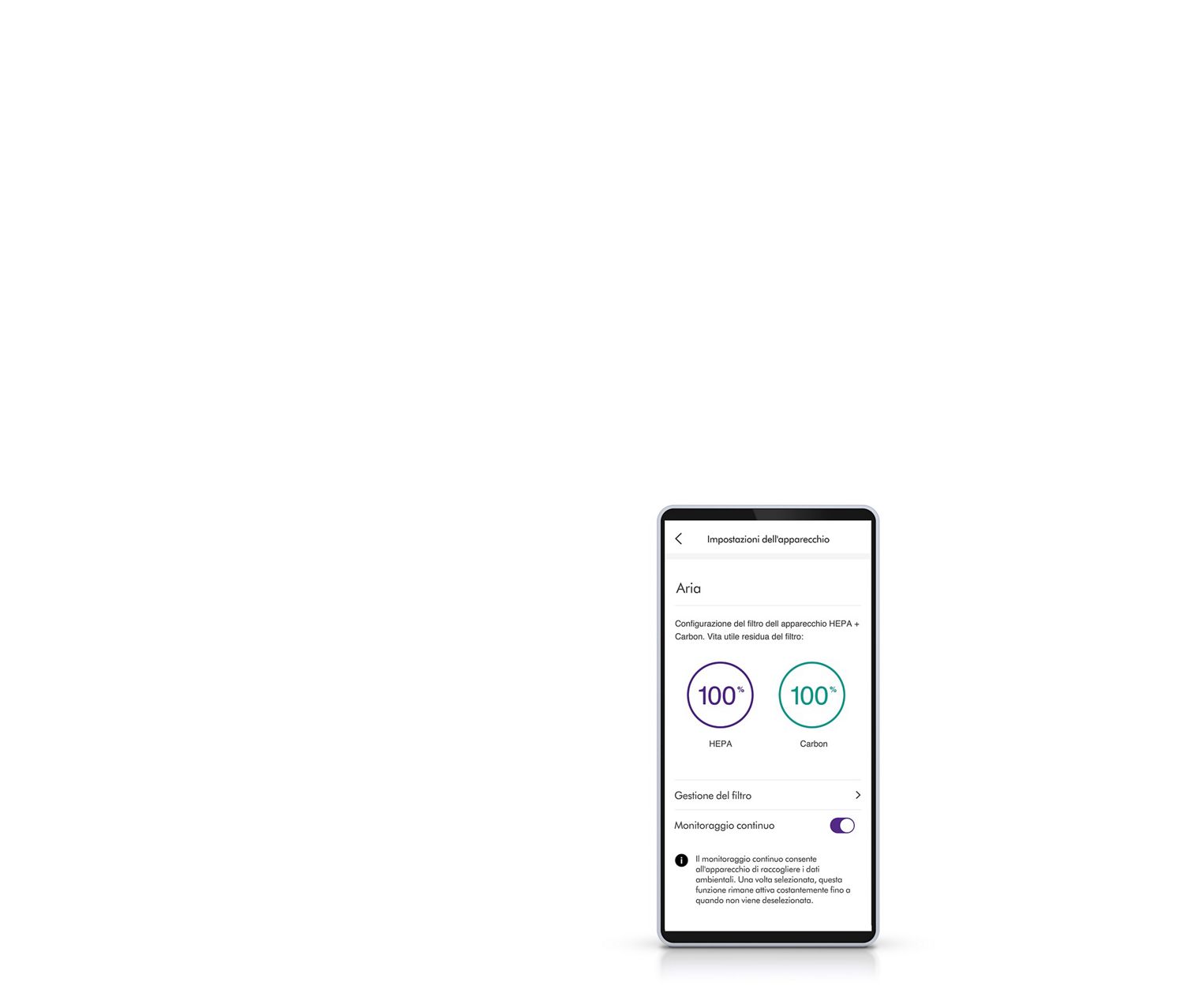Controllo del filtro sull'app Dyson Link