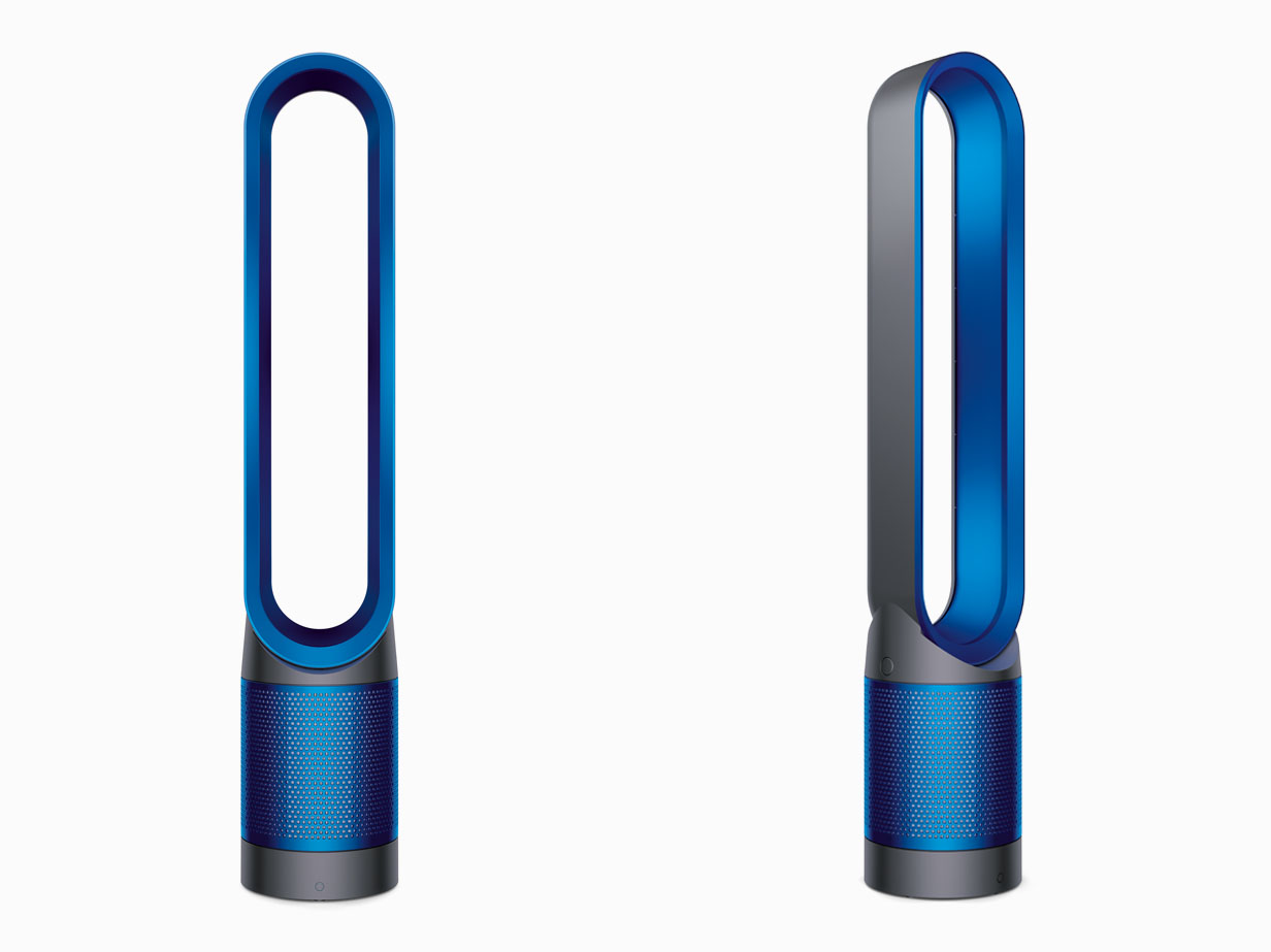 Dyson Pure Cool清浄機能付き扇風機(アイアン/ブルー)正面図と側面図