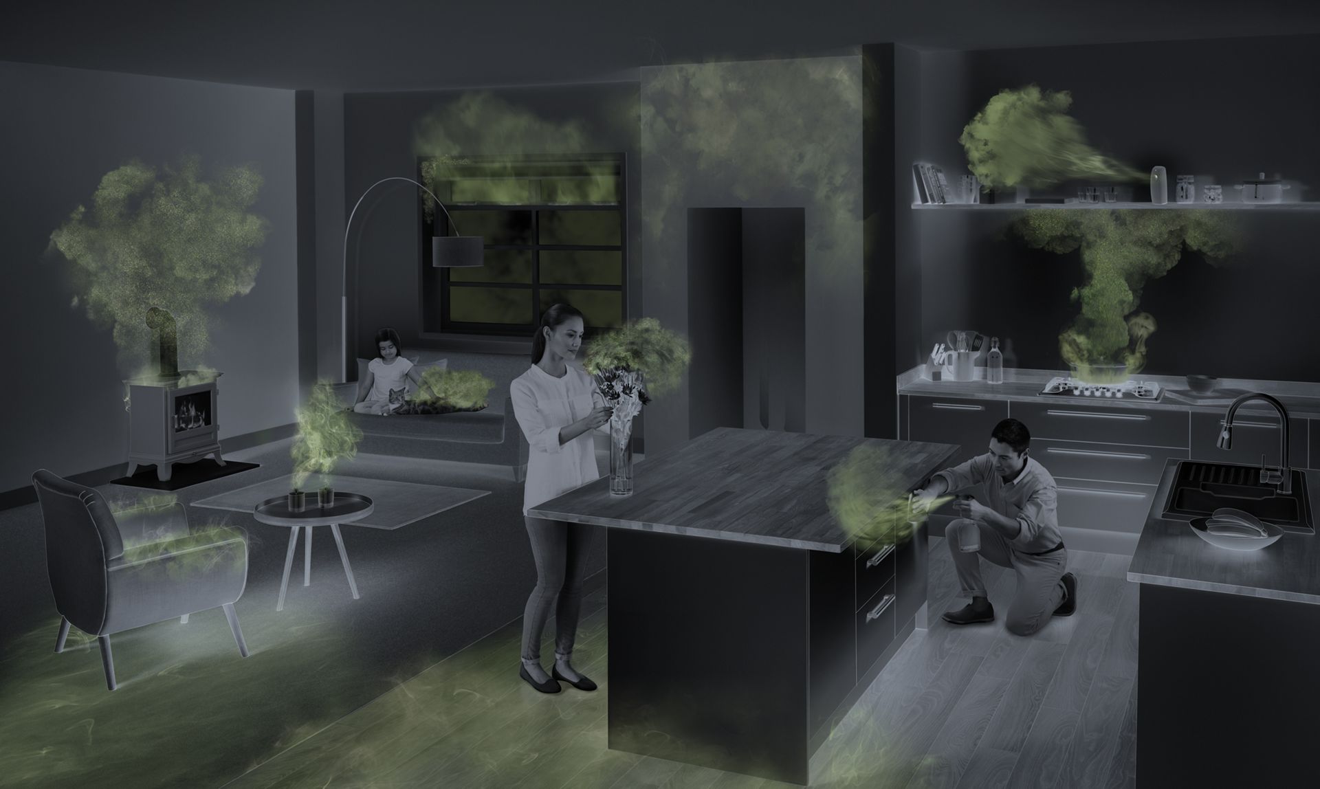 Air pollution areas indoors