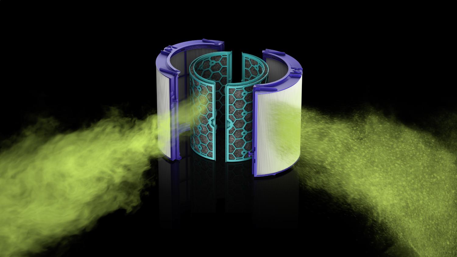 Dyson Pure Cool Filter close up capturing pollutants