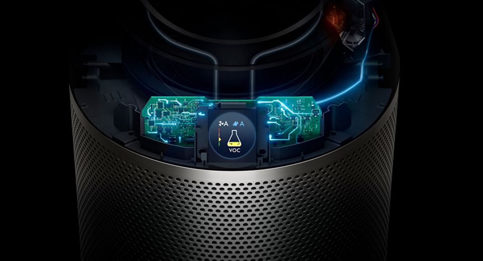 Inner workings of machine and three sensors – displayed on LCD screen