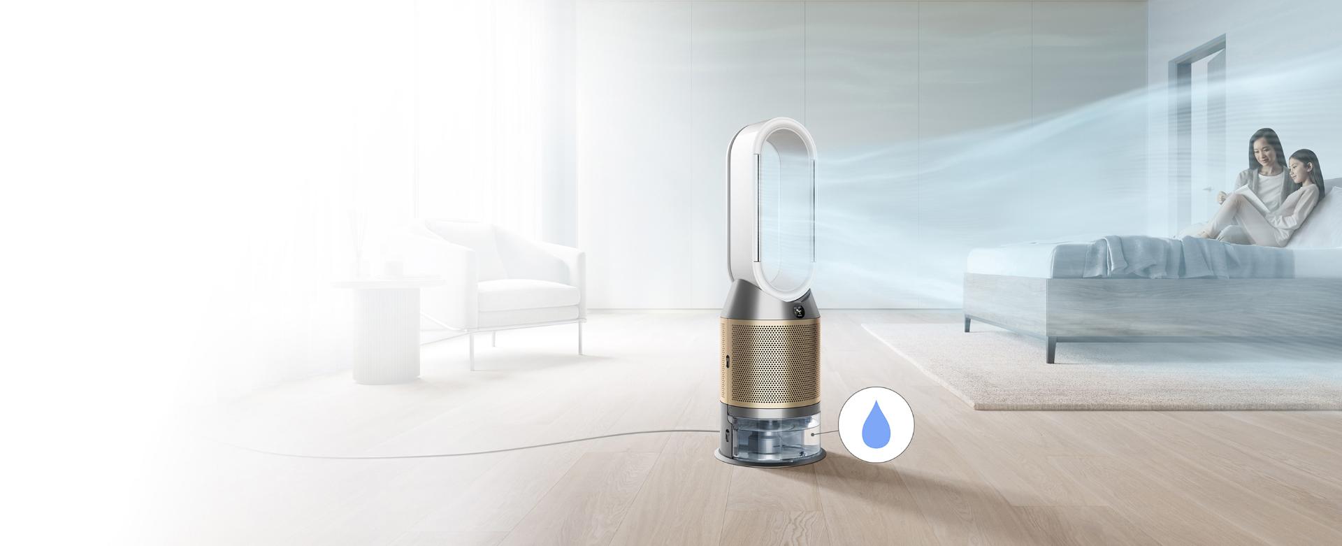 가정 집에서 정화된 공기가 방 안 구석구석까지 전달되는 것을 내려다 본 모습